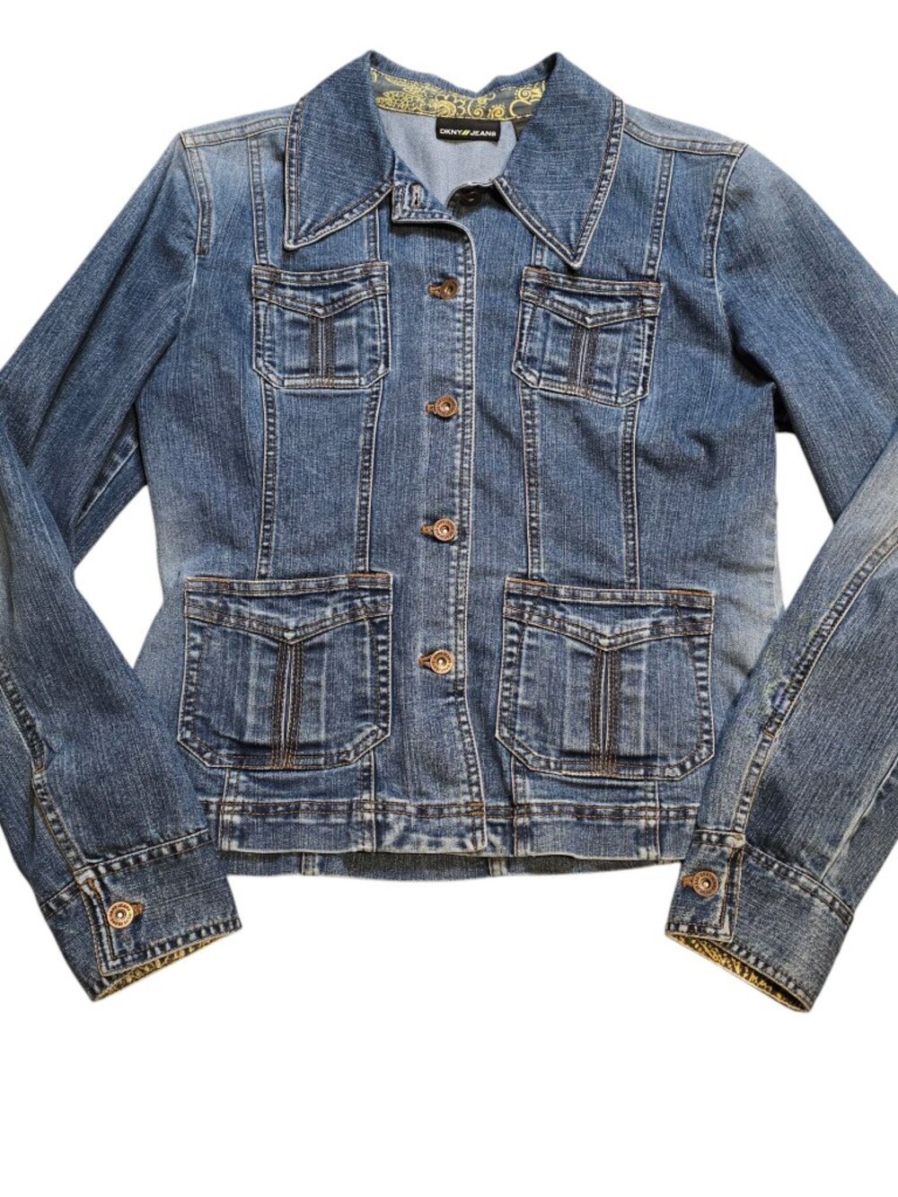 DKNY Jeans Vintage YSK Medium Wash Denim Jacket XL - Picture 3 of 12